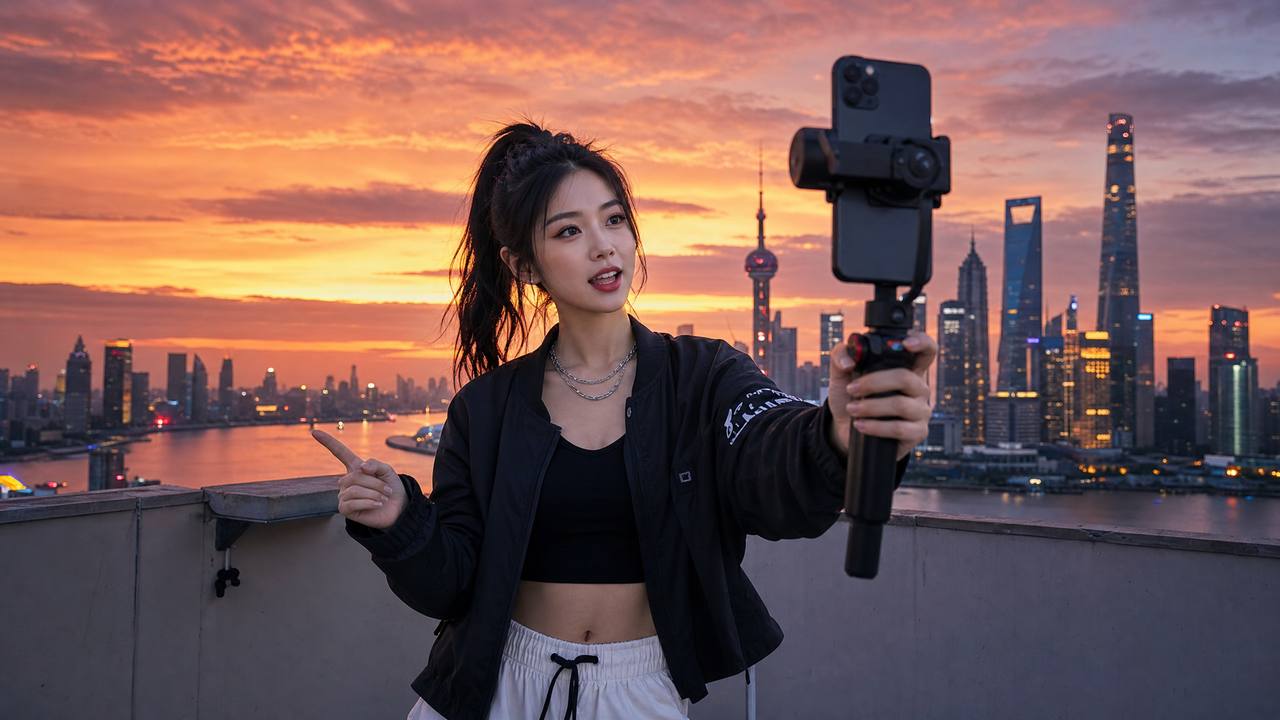 溏心vlog城市日落短视频